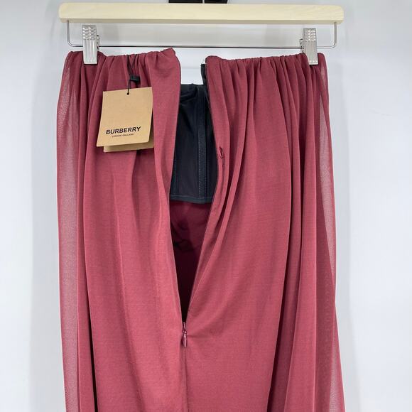 Burberry | Violet Dress in Deep Mulberry Strapless Draped Midi 0 w/ Tags - Picture 12 of 16